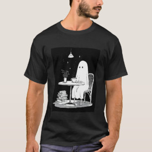 Ghost Drinking Tea and Reading a Book T-Shirt