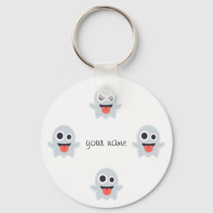 Ghost Emoji  and '' Your Name Here " Keychain