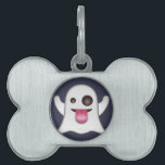 Ghost emoji pet name tag<br><div class="desc">Boo! A ghost emoji, trying to scare someone. Might also be a halloween costume.</div>