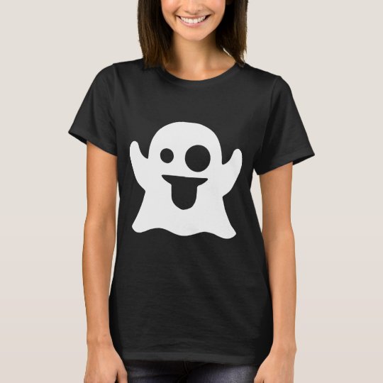 Fun Novelty Ladies Skinny Fit T-Shirt GHOST EMOJI SnapChat Style