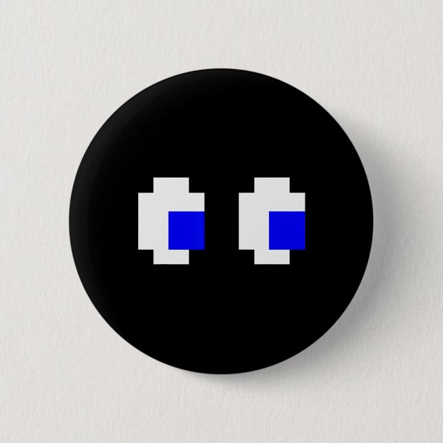 Ghost Eyes Pixel Arcade Video Game 8-bit Matching  Button (Front)