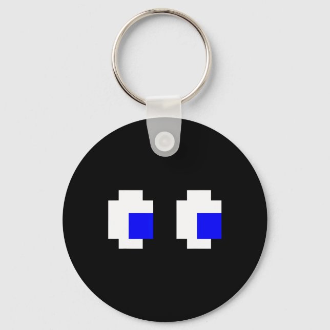 Ghost Eyes Pixel Arcade Video Game 8-bit Matching  Keychain (Front)