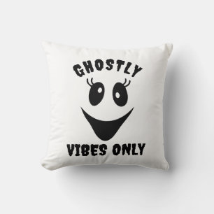 Ghost Face Ghostly Vibes Only Custom Halloween Throw Pillow