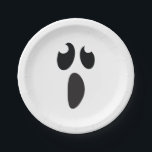 Ghost Face Halloween Party Trick or Treat Paper Plates<br><div class="desc">Customize with any text for any event. Matching items available.</div>