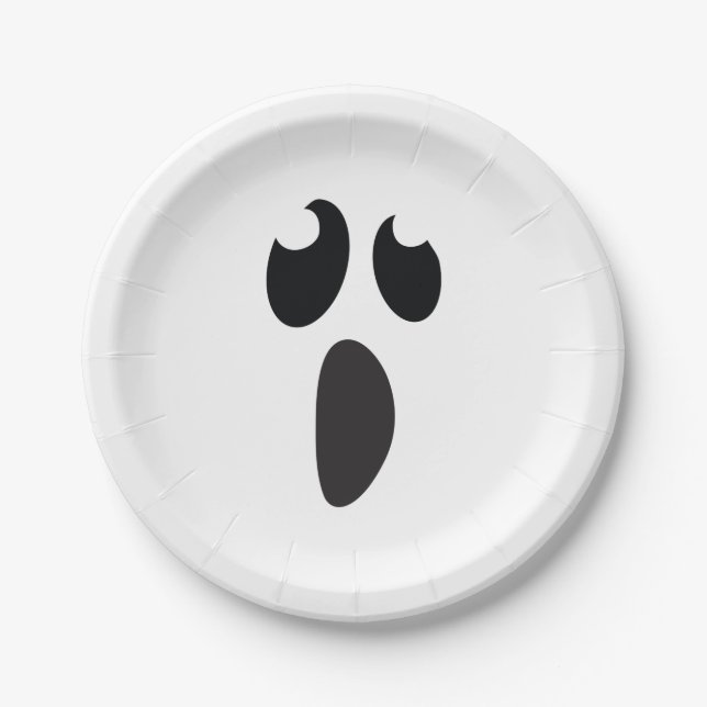 Ghost Face Halloween Party Trick or Treat Paper Plates (Front)
