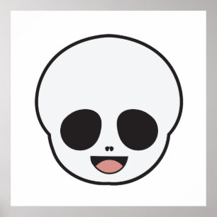 Ghost Face Skeleton Chibi Pastel Goth Halloween Poster