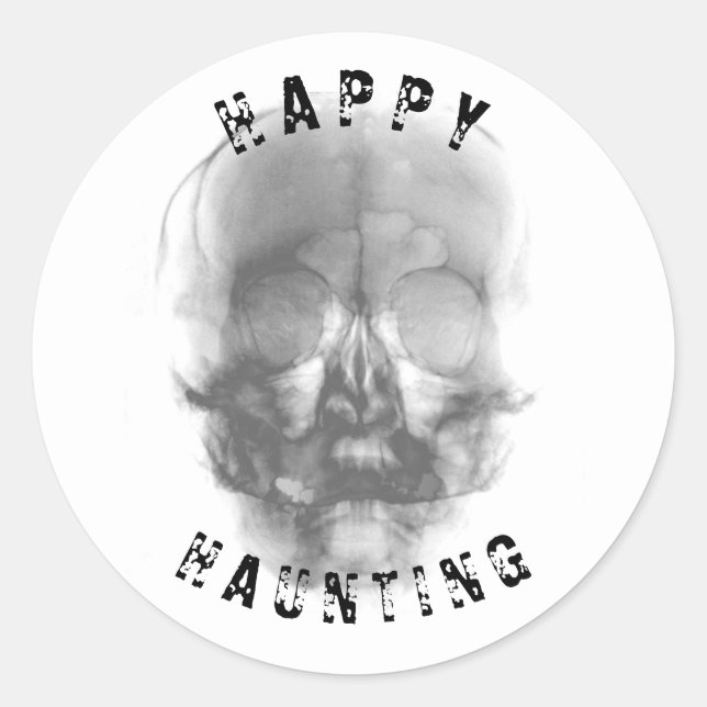 Ghost Face Skull Halloween Haunting Party Classic Round Sticker (Front)