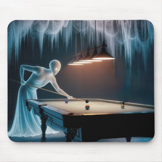 Ghost Figures Playing Pool Mouse Pad (Front)
