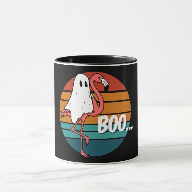 Ghost Flamingo Funny Halloween Mug (Center)