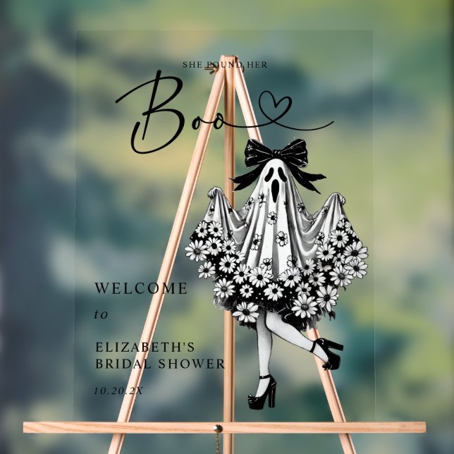 Ghost Floral  Bridal Shower Welcome Sign (Neutral)