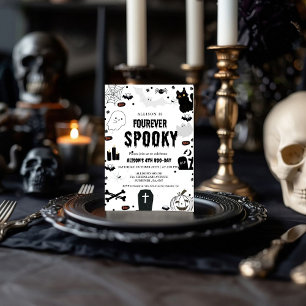 Ghost Fourever Spooky Halloween 4th Birthday party Invitation