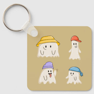 Ghost Friends Wearing Colorful Hats Keychain