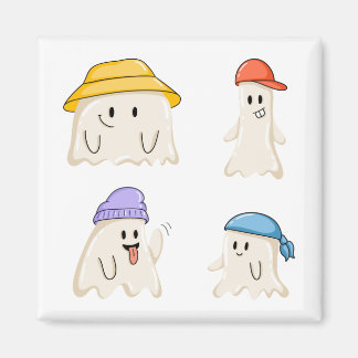 Ghost Friends Wearing Colorful Hats Magnet