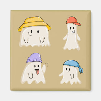 Ghost Friends Wearing Colorful Hats Magnet
