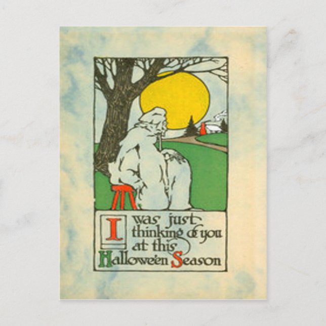 Ghost Full Moon Tree Postcard (Front)