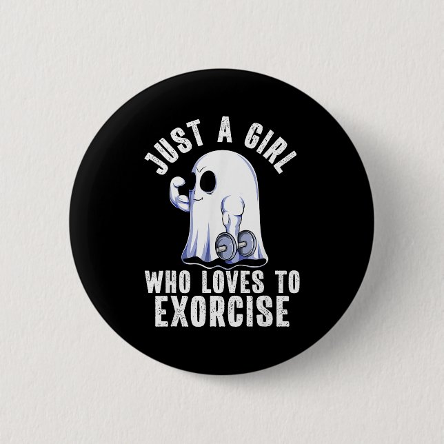 Ghost Funny Gym Workout Bodybuilding Soky Hallowee Button (Front)