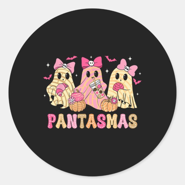 Ghost Funny Spooky Conchas Mexican Halloween Ghost Classic Round Sticker (Front)
