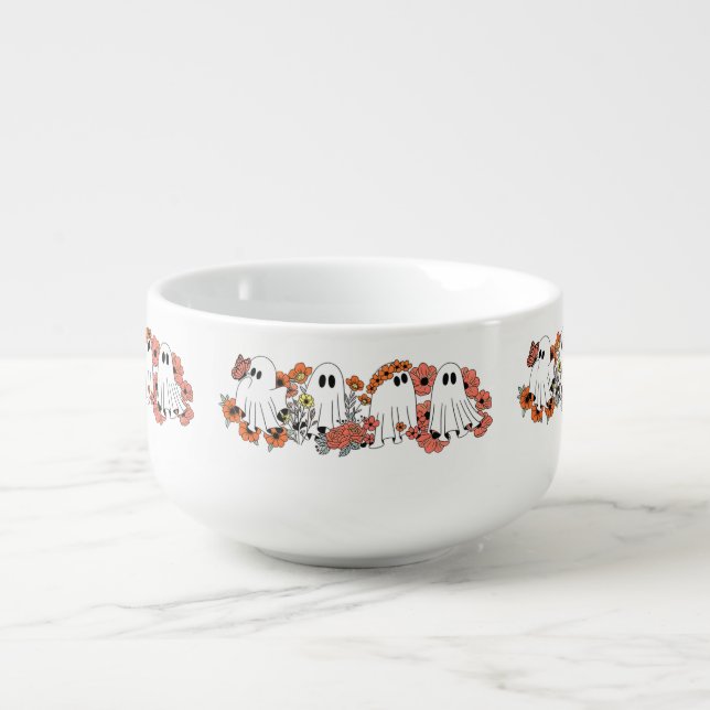 Ghost Garden – Autumn’s Gentle Spirits Halloween Soup Mug (Front)