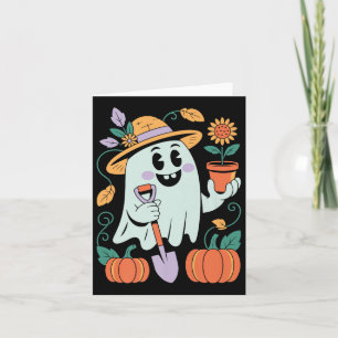Ghost Gardener Halloween Design With Pumpkins And Card