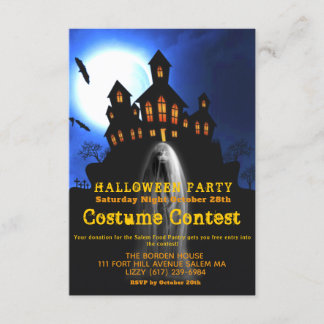 Ghost Girl Haunted Halloween Costume Party smaller Invitation