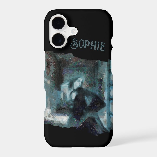 Ghost Girl in Blue – Haunting Surreal Art iPhone Case (Back)