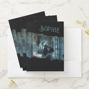 Ghost Girl in Blue – Haunting Surreal Art Pocket Folder