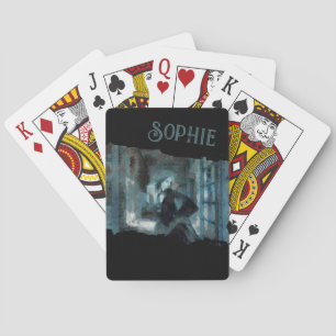 Ghost Girl in Blue – Haunting Surreal Art Poker Cards