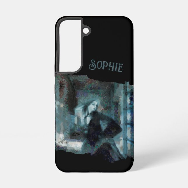 Ghost Girl in Blue – Haunting Surreal Art Samsung Galaxy Case (Back)