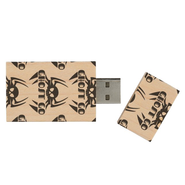 Ghost Go Spooky Season Wood Flash Drive (Opened)
