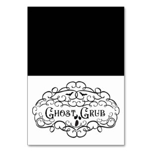 Ghost Grub Vintage Elegant Halloween Food Tent Table Number