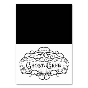 Ghost Grub Vintage Elegant Halloween Food Tent Table Number