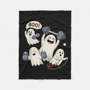 Ghost Gym Halloween Workout Fitness Weightlifting Fleece Blanket
