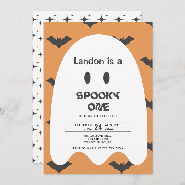 Ghost Halloween 1ST Birthday  Invitation (Front/Back)