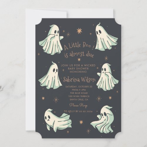 Ghost Halloween A little Boo Baby Shower Invitation
