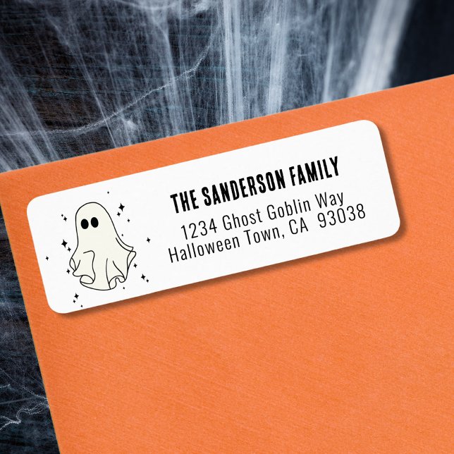 Ghost Halloween Address Label (Ghost Happy Halloween Party Return Address Label)