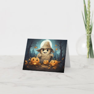 Ghost Halloween and Pumpkin Card