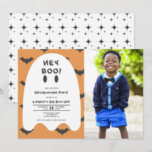 Ghost Halloween Any Year Photo Birthday   Invitation
