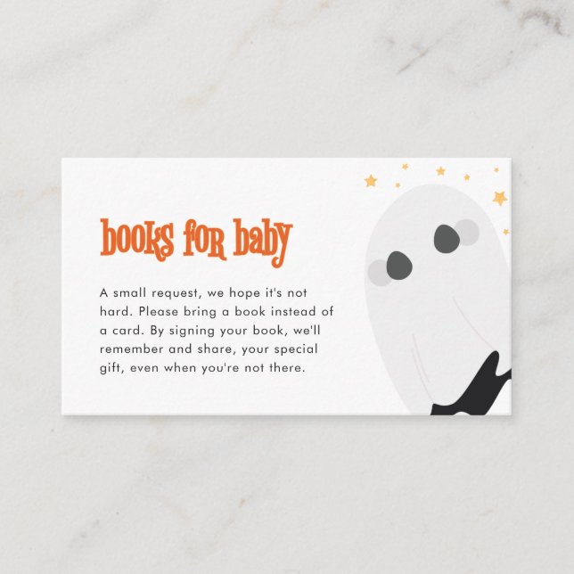Ghost Halloween Baby Shower Books for Baby Card (Front)