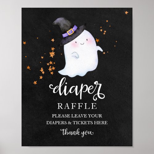 Ghost Halloween Baby Shower Diaper Raffle Sign