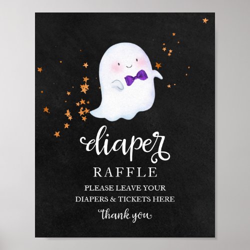 Ghost Halloween Baby Shower Diaper Raffle Sign