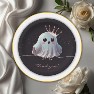 Ghost Halloween Baby Shower Little Boo Paper Plates