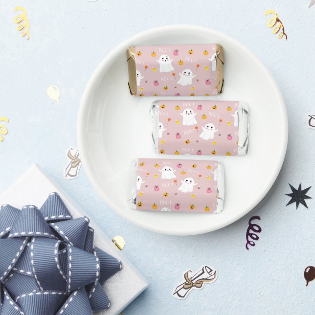 Ghost Halloween Baby Shower Pink Candy Wrapper Hershey's Miniatures (Party)