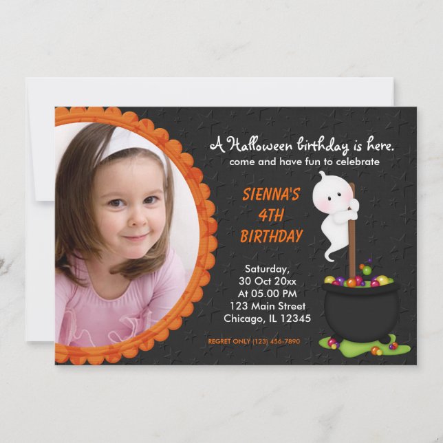 Ghost Halloween Birthday Invitation (Front)