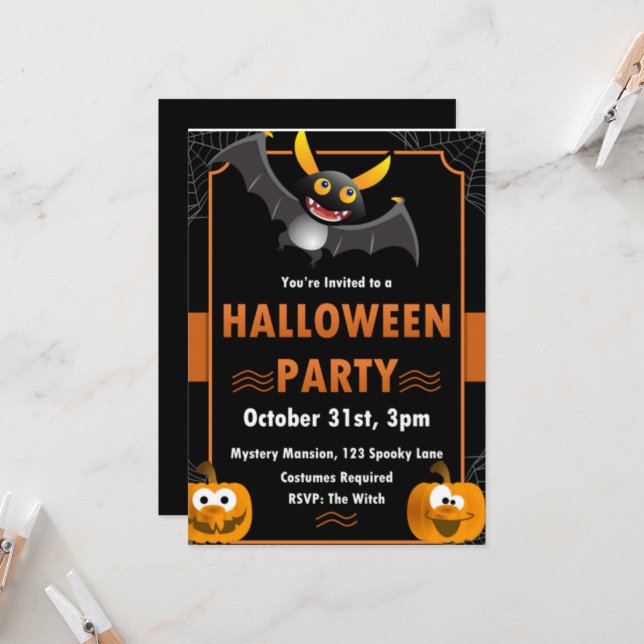 Ghost Halloween Birthday Invite Spooktacular Party (Front/Back In Situ)