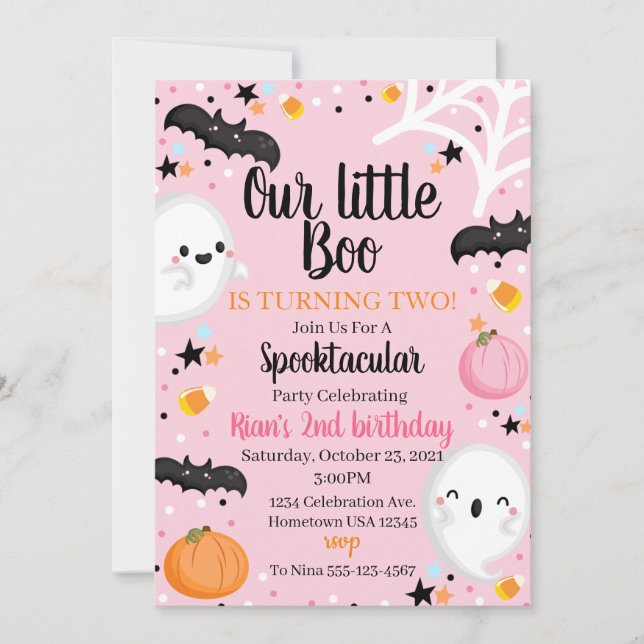 Ghost Halloween Birthday Invite Spooktacular Party (Front)
