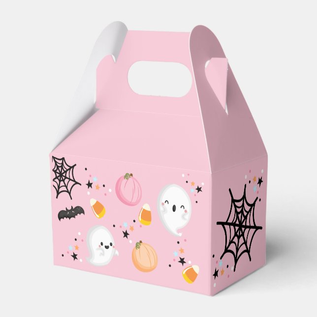 Ghost Halloween Birthday Pink Spooktacular Party Favor Boxes (Front Side)