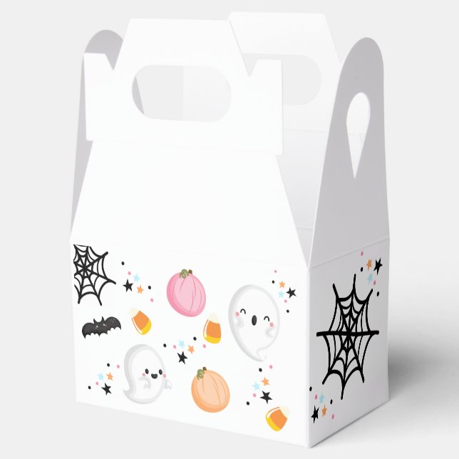 Ghost Halloween Birthday Pink Spooktacular Party Favor Boxes (Opened)
