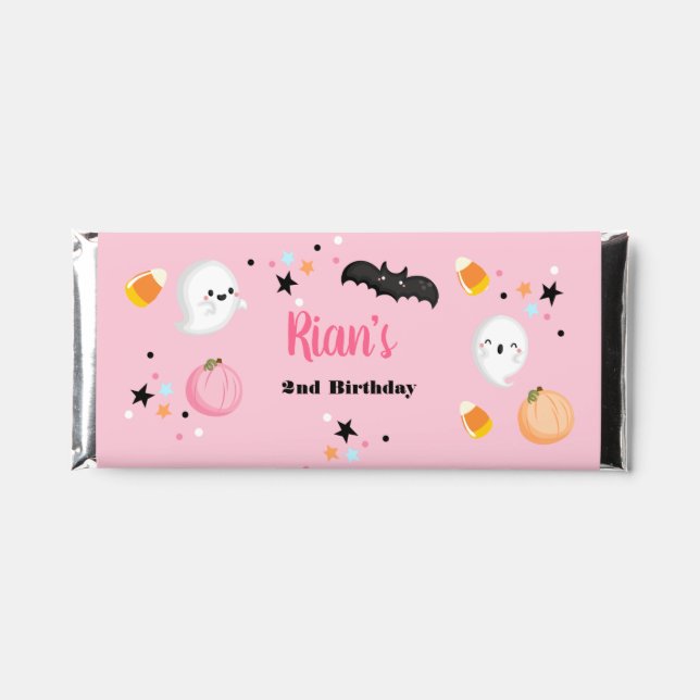 Ghost Halloween Birthday Pink Spooktacular Party Hershey Bar Favors (Front)