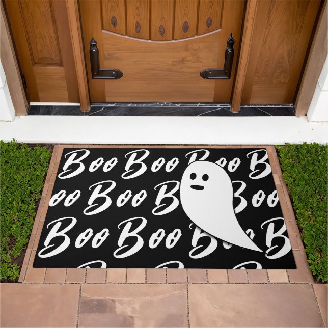 Ghost Halloween black white boo Doormat (Outdoor)