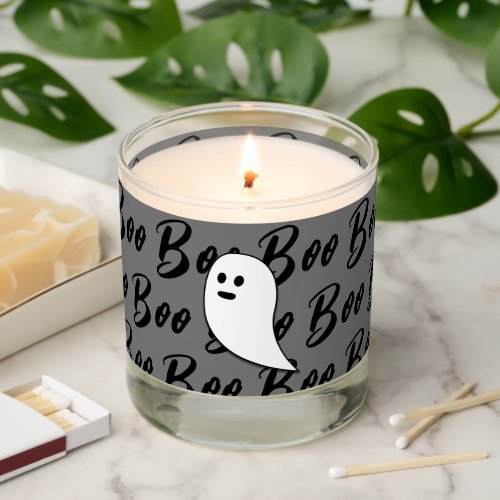 Ghost Halloween black white boo gray pattern Scented Candle